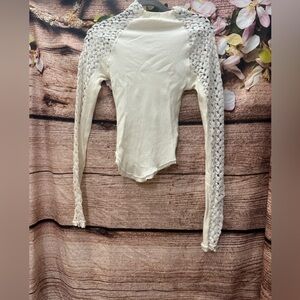 Elegant Cream Lace Sleeve Top
